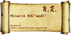 Minarik Rómeó névjegykártya